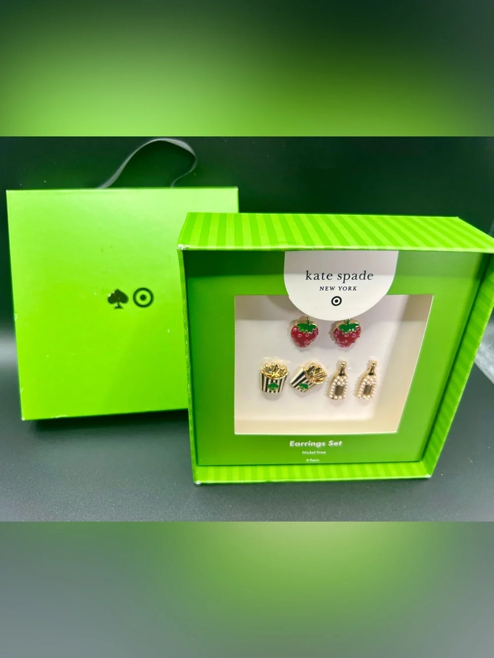 NWT Kate Spade x Target Mixed Novelty Stud Earrings Set - 3 Pairs Gold-tone
